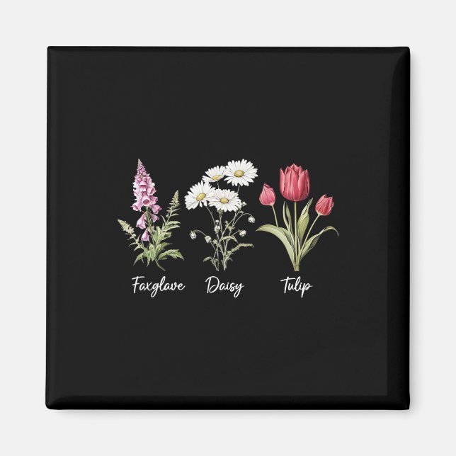 Subtil Blommig Antitrump T-Shirt Blommor Fingerbor Magnet (Framsidan)