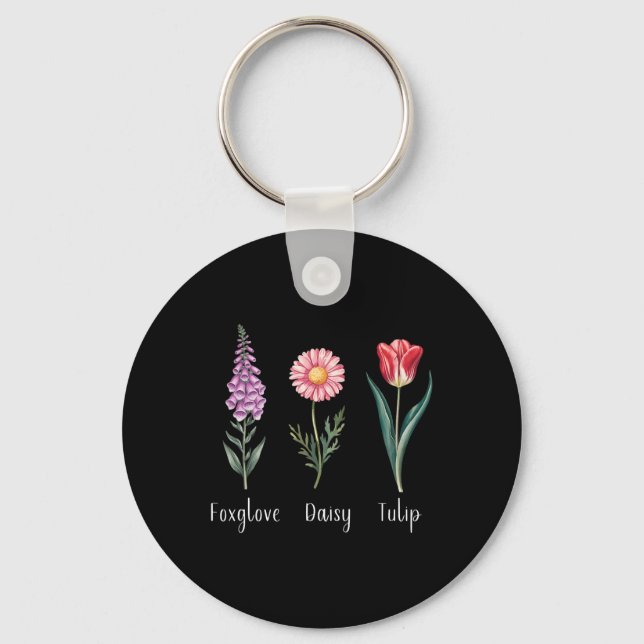Subtil blomster 8647 Trump blommor Fingerborgsblom Nyckelring (Framsida)