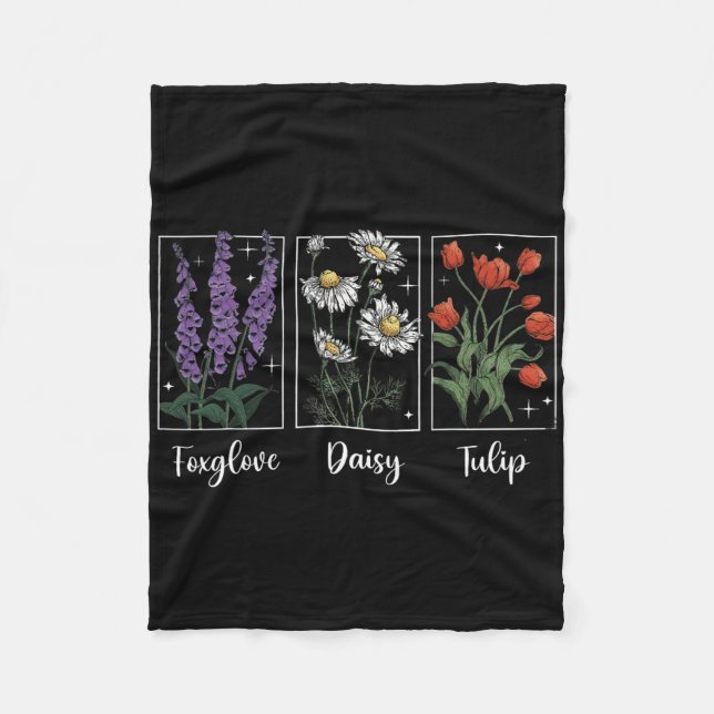 Subtil blomster 8647 Trump blommor Fingerborgsdais Fleecefilt (Framsidan)
