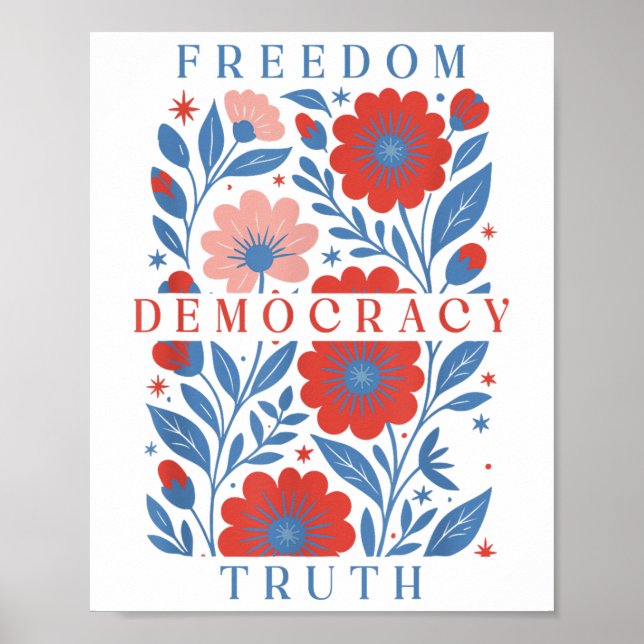 Subtil frihet demokrati sanning boho blommig 4:e j poster (Framsidan)
