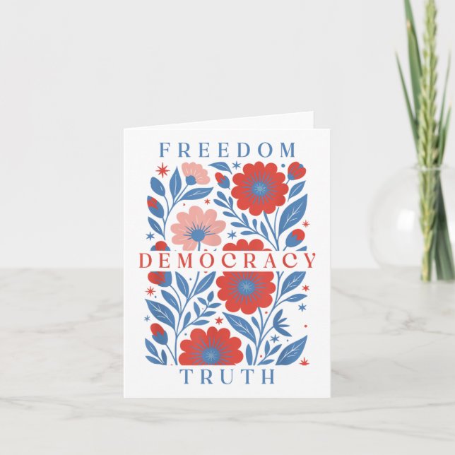 Subtil frihet demokrati sanning Boho blommig 4:e  Kort (Framsida)