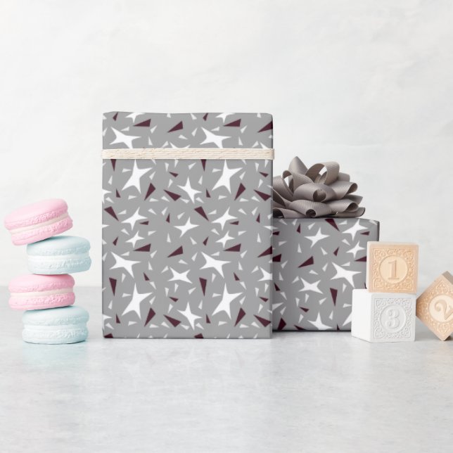 Subtil geometri: Stjärnor & trianglar – Grå Presentpapper (Baby Shower)