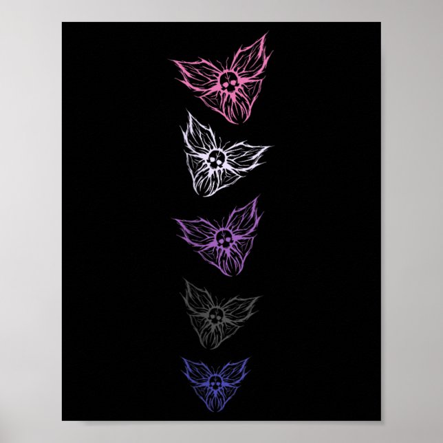 Subtil Könsfluid Pride Goth Fjäril, Icke Binär Poster (Framsidan)
