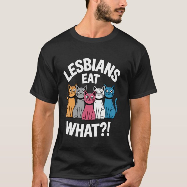 Subtil Lesbisk Stolthet Katt Lesbiska Äter Vad T Shirt (Framsida)