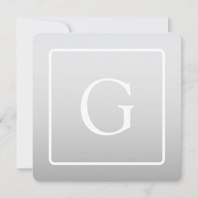Subtil ljusgrå gradient efternamnsmonogram  anteckningskort (Framsida)