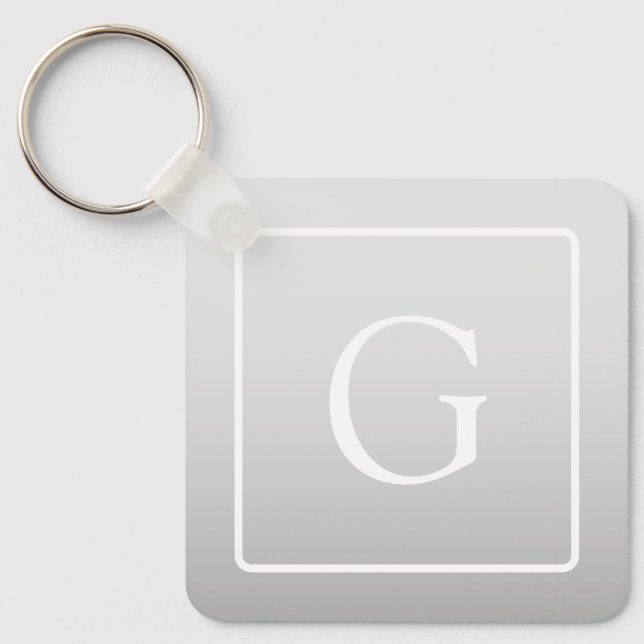 Subtil ljusgrå gradient efternamnsmonogram  nyckelring (Framsida)