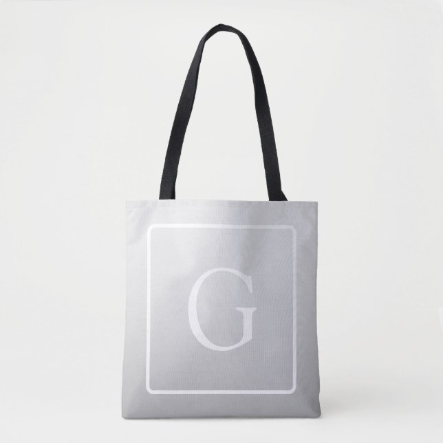Subtil ljusgrå gradient efternamnsmonogram  tygkasse (Framsida)