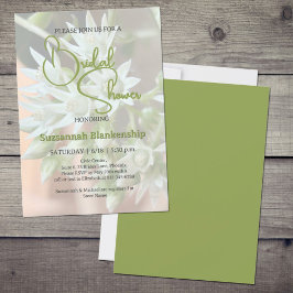 Subtil Succulent Blommig Bakgrund Bröllopsdusch Inbjudningar