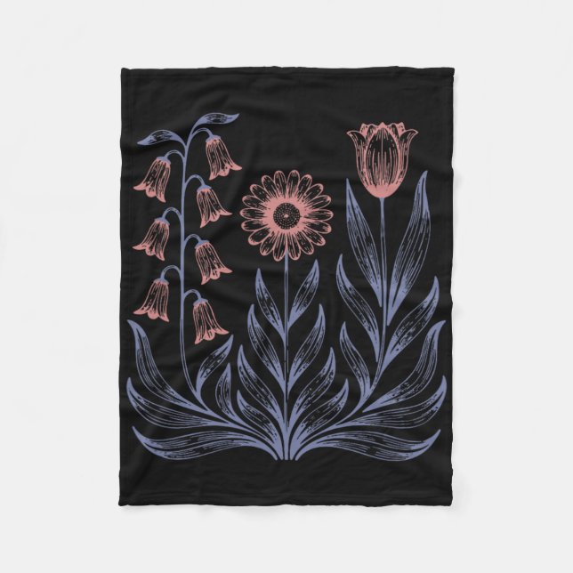 Subtila Boho blommor Anti Trump, Kamala Harris Rös Fleecefilt (Framsidan)