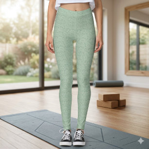 Subtila Paisley-sagegröna-vita vårfärger Leggings