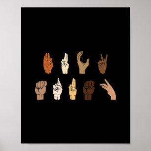 Subtilt antitrump BLM ASL-teckenspråk Poster