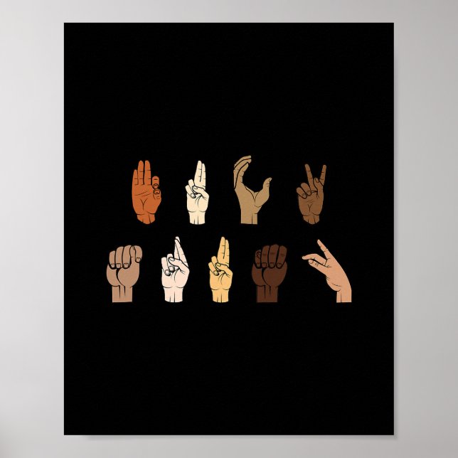 Subtilt antitrump BLM ASL-teckenspråk  Poster (Framsidan)