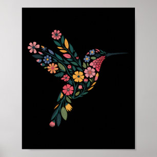 Subtilt antitrumpet blommigt kolibri dolt meddelan poster