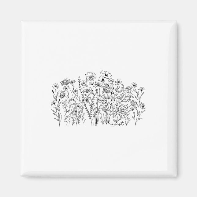 Subtilt Floralt Botaniskt Liberalt Motståndsres Magnet (Framsidan)