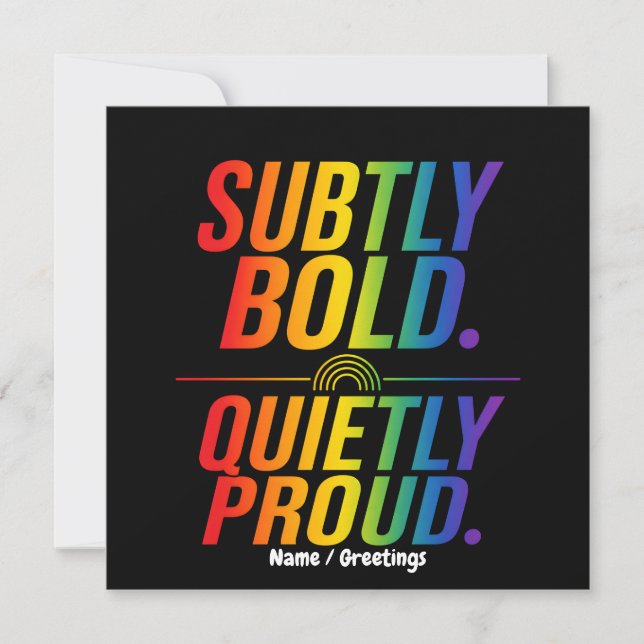 Subtilt Modigt Tyst Stolt Regnbågs Typografi Minim Inbjudningar (Framsida)