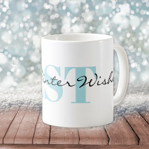 Subtilt monogram och varma vinterönskningar kaffemugg