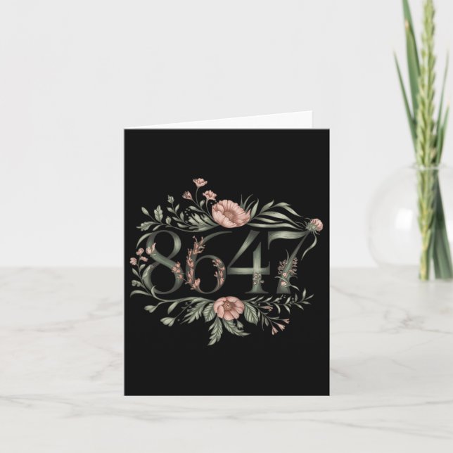 Subtle Anti Trump 8647 Flower Blommigt Boho Presid Kort (Framsida)