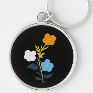 Subtle Aromantic ASextic Flagga Flowers Rund Silverfärgad Nyckelring