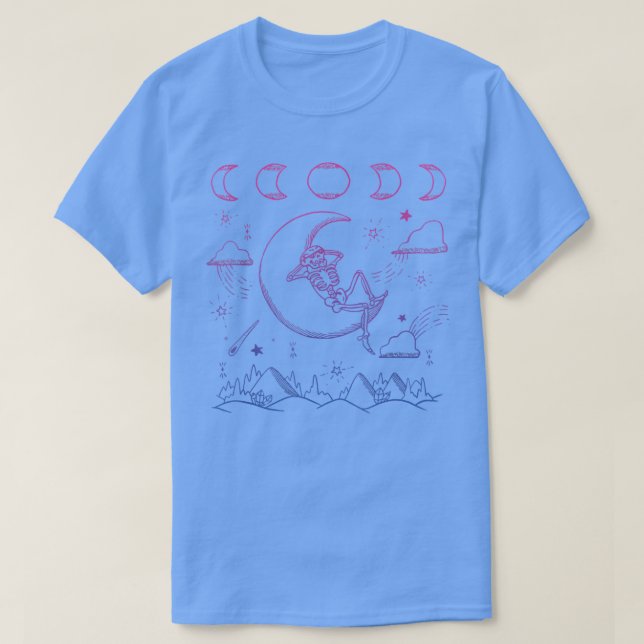 Subtle Bi Pride  Skeleton Moon Landscape Unise Bis T Shirt (Design framsida)