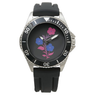 Subtle Bisexual Flagga Flowers Armbandsur
