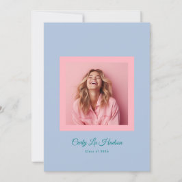 Subtle Blue Pink High School Photo Grad Meddelande