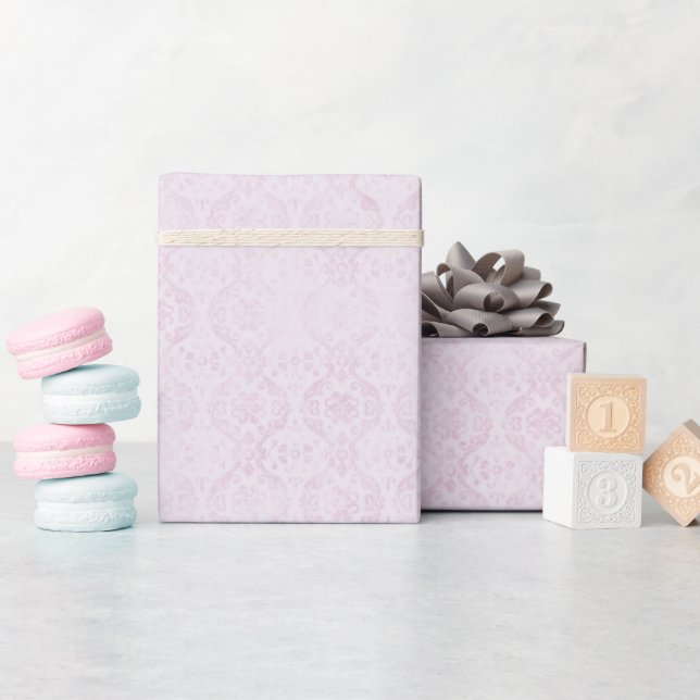 Subtle Damask Struktur Mönster Wrapping Papper Rol Presentpapper (Baby Shower)
