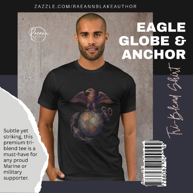 Subtle Eagle, Globe & Anchor Tri-Blend T-shirt (Skapare uppladdad)