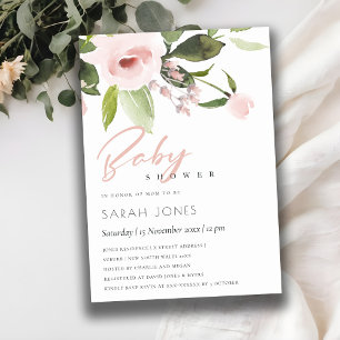 SUBTLE FÄRG TVÄTTAR  ROSA BLOMMIGT BABY SHOWER INBJUDNINGAR