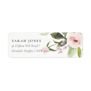 SUBTLE FÄRG TVÄTTAR ROSA BLOMMIGT BUNCH ADRESS RETURADRESS ETIKETT