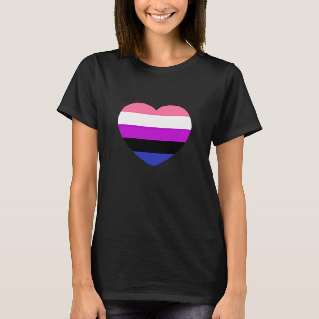 Subtle Genderfluid Flagga Tiny Heart Gay pride Mon T Shirt (Framsida)