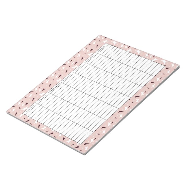 Subtle Geo Stars & Triangles – Pink  Anteckningsblock (Vinklad)