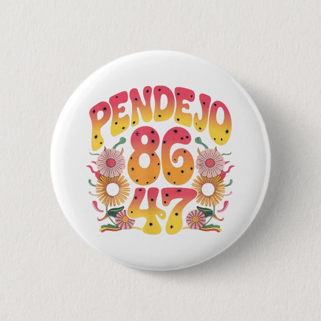 Subtle Groovy Retro Pendejo Blommigt Anti-trump 86 Knapp (Framsida)