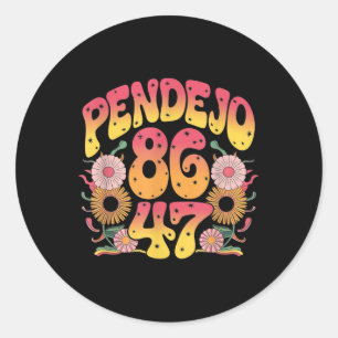 Subtle Groovy Retro Pendejo Blommigt Anti-trump 86 Runt Klistermärke