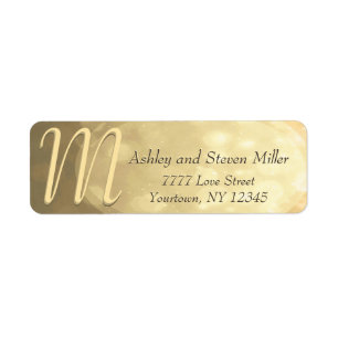 Subtle Guld Bokeh Monogram Returadress Etikett