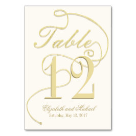 Subtle Guld Calligraphy Glitter Bordsnummer