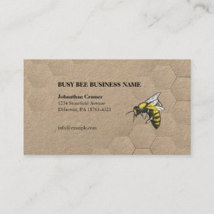 Subtle Honeycomb and Colorful Bee Kraft Papprare Visitkort