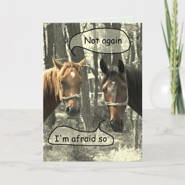 Subtle Humor Horses Talking Birthday Kort (Framsida)