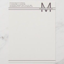 Subtle Ivory Minimalist Monogram Letterhead Brevhuvud