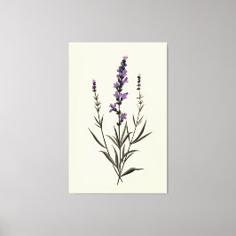 Subtle Lavender Sprig på Ivory Canvas