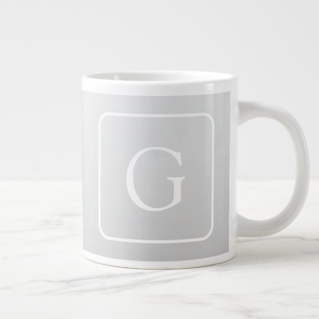 Subtle Light Grått Gradient Surname Monogram Jumbo Mugg (Höger)