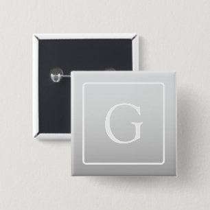 Subtle Light Grått Gradient Surname Monogram Knapp