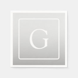Subtle Light Grått Gradient Surname Monogram Pappersservett