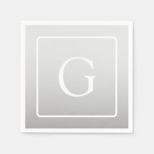 Subtle Light Grått Gradient Surname Monogram Pappersservett