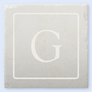 Subtle Light Grått Gradient Surname Monogram Stenunderlägg