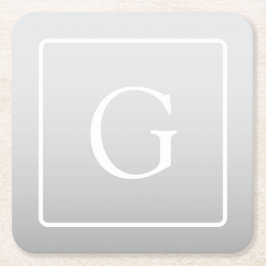 Subtle Light Grått Gradient Surname Monogram Underlägg Papper Kvadrat