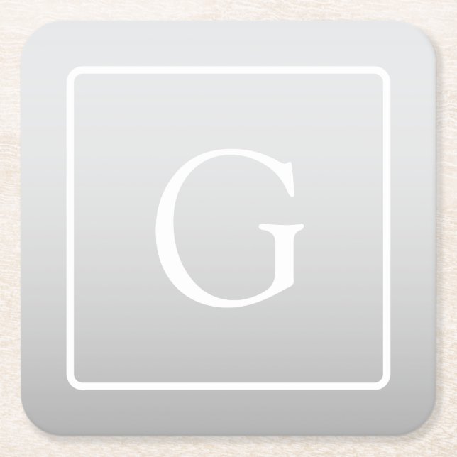 Subtle Light Grått Gradient Surname Monogram Underlägg Papper Kvadrat (Framsidan)