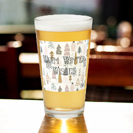 Subtle Monogram, Rustic Winter Träd Pint Beer Glaskopp