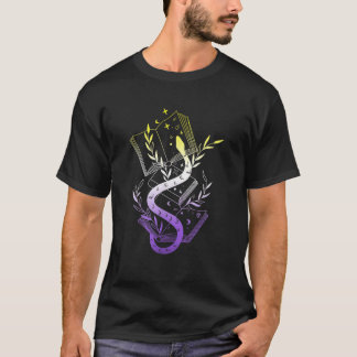 Subtle Nonbinary Pride LGBTQ Enby Snake Bokar Måne T Shirt