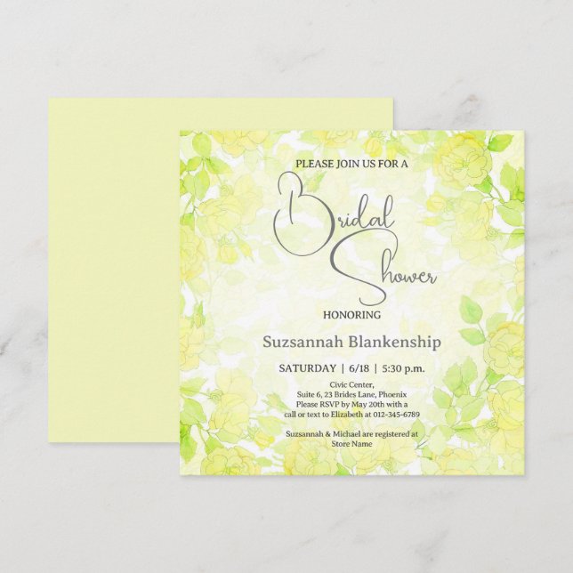 Subtle Pastel Floral Background Bridal Shower  Inbjudningar (Fram/baksida)