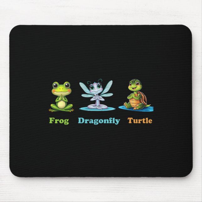 Subtle Politiskt humor Frog Dragonfly Turtle Yoga Musmatta (Framsidan)
